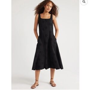 Free Assembly Women's Sleeveless Cotton Eyelet Panel Midi Dress Black Small